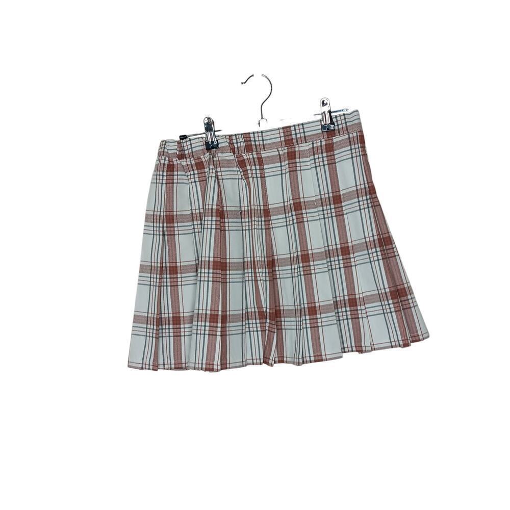 New Aerie Brick Red Plaid Pleated School Girl A-line Skirt Size M - Picture 5 of 8